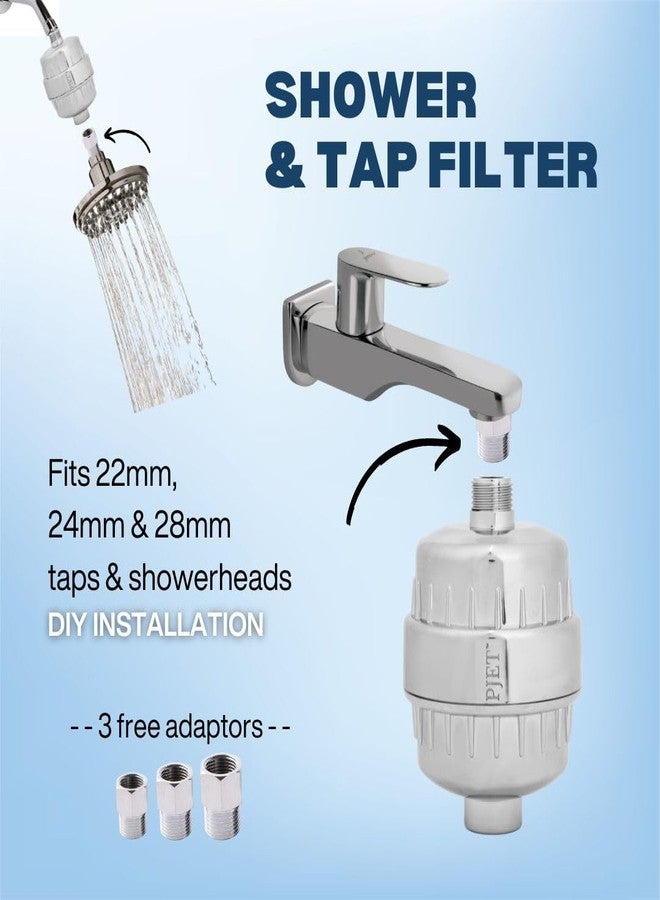PJET Water Filter for Shower and Tap Filter for Hard Water | Water Softener Shower Filter for Bathroom | Removes Chlorine, Fluoride & Helpful for Dry Skin | Fits Tap & Shower Head - Image 2